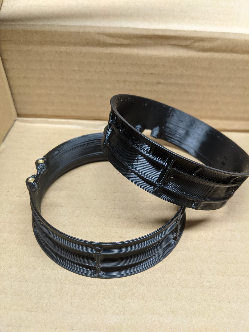 Pair of 3D-printed drone fan duct rings