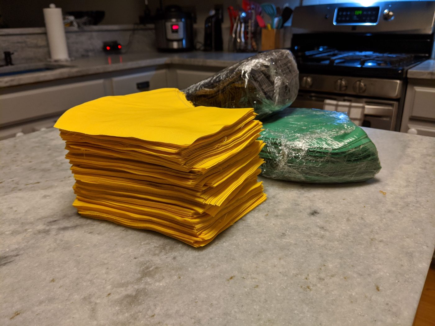 Stack of laser-cut mask pieces
